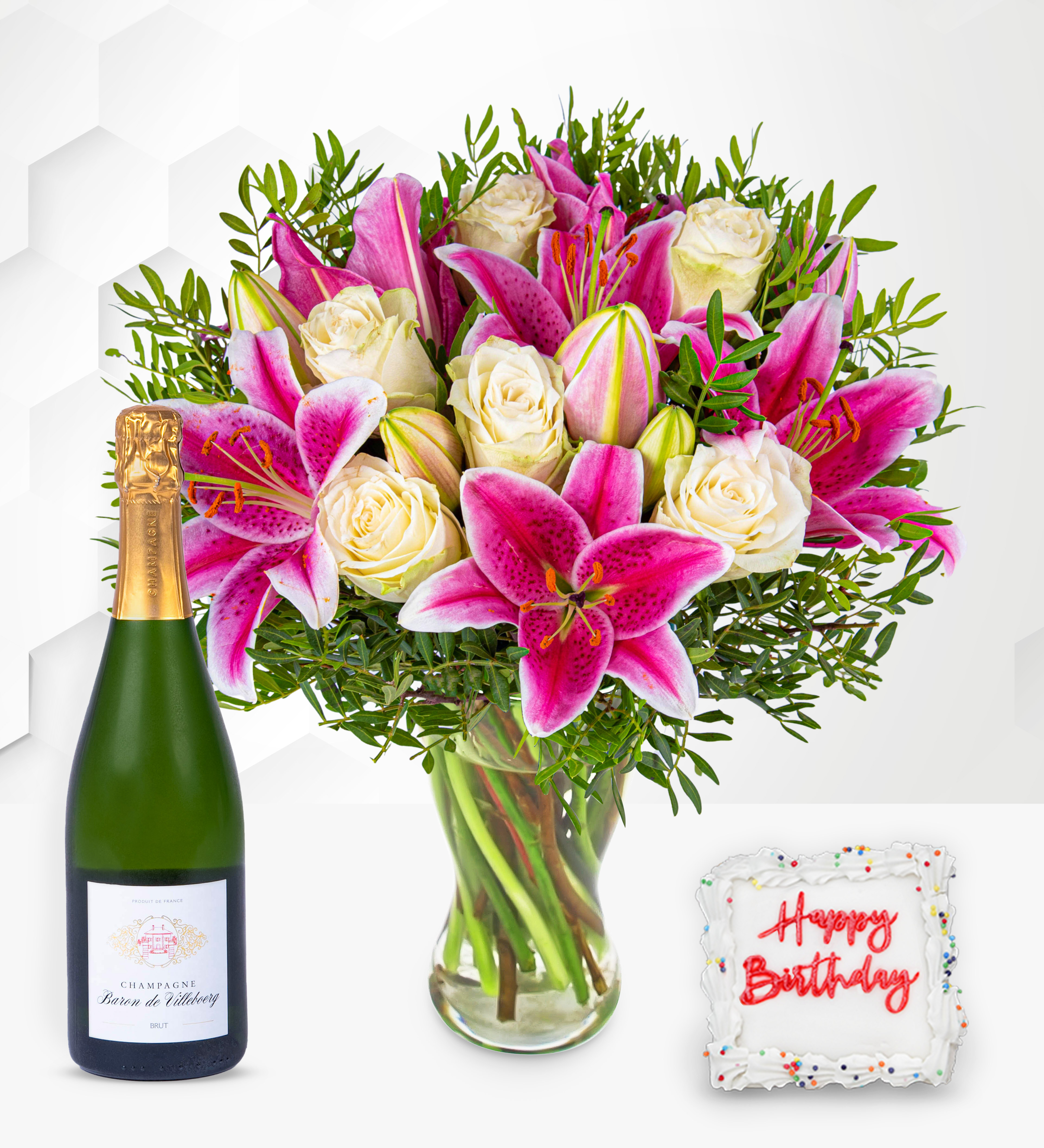 Pink Lilies & Roses Luxury Birthday Gift Prestige Flowers