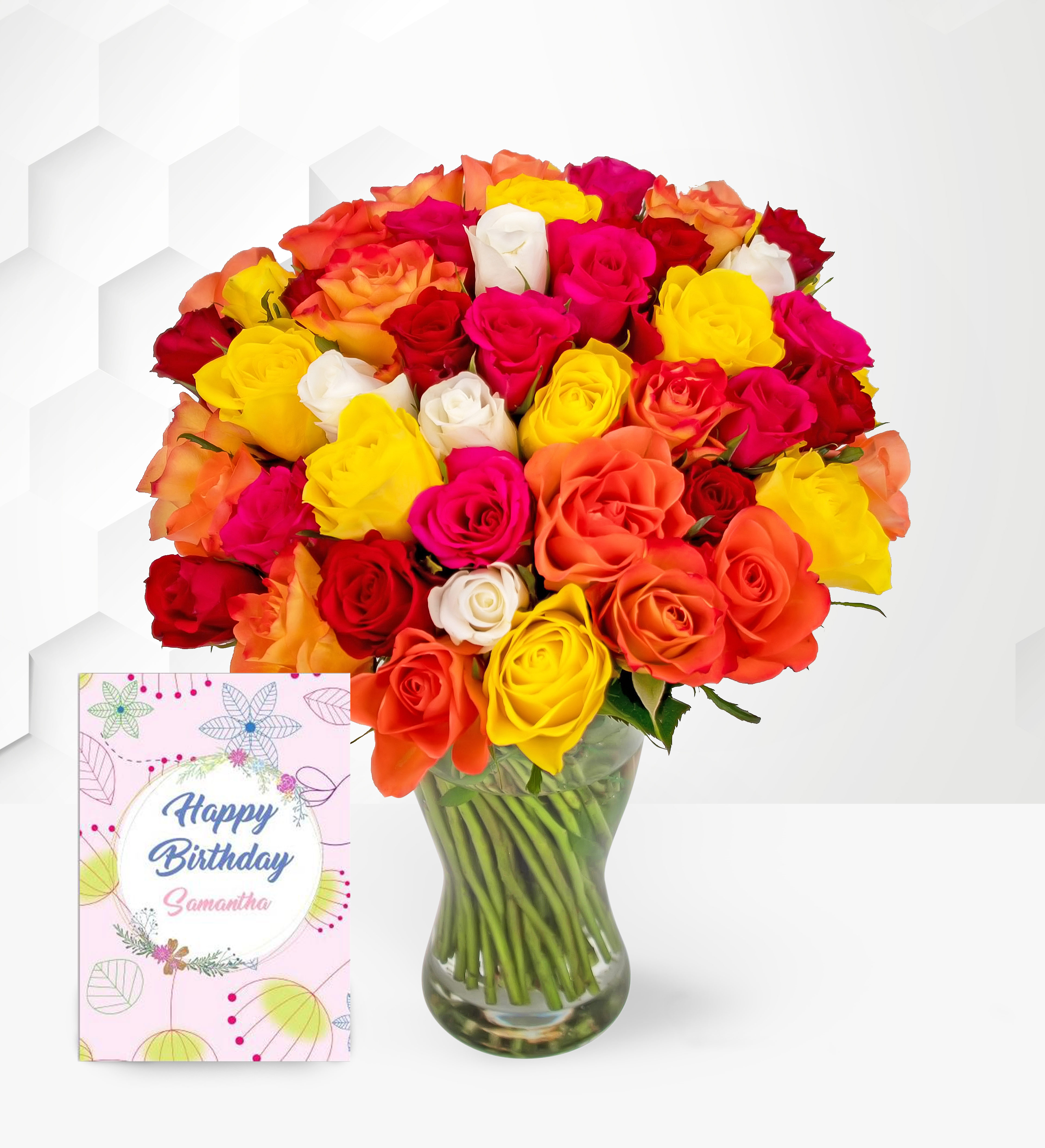 40 Roses with Birthday Card Prestige Flowers