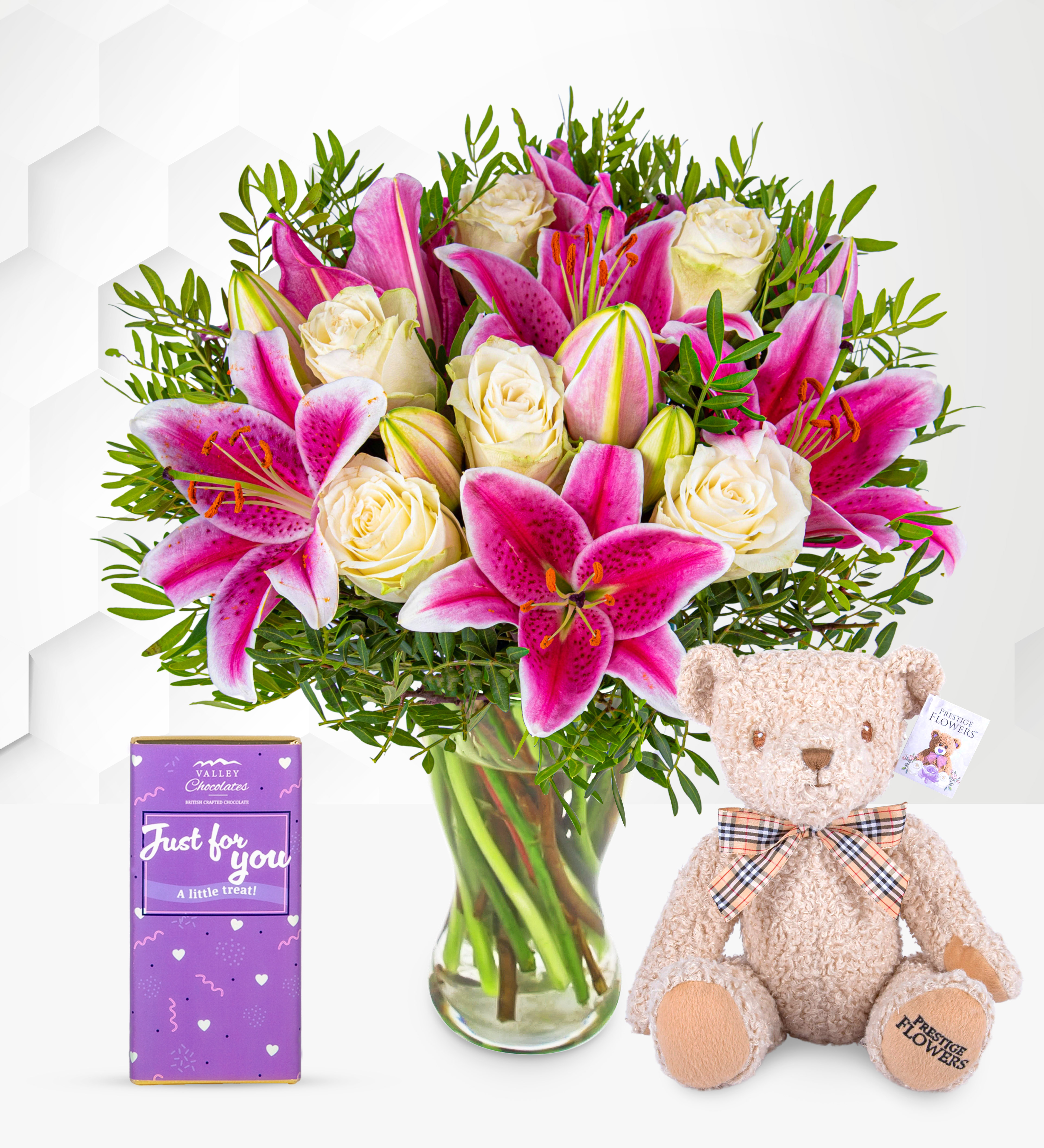 Pink Lilies & Roses Birthday Delight Gift Prestige Flowers