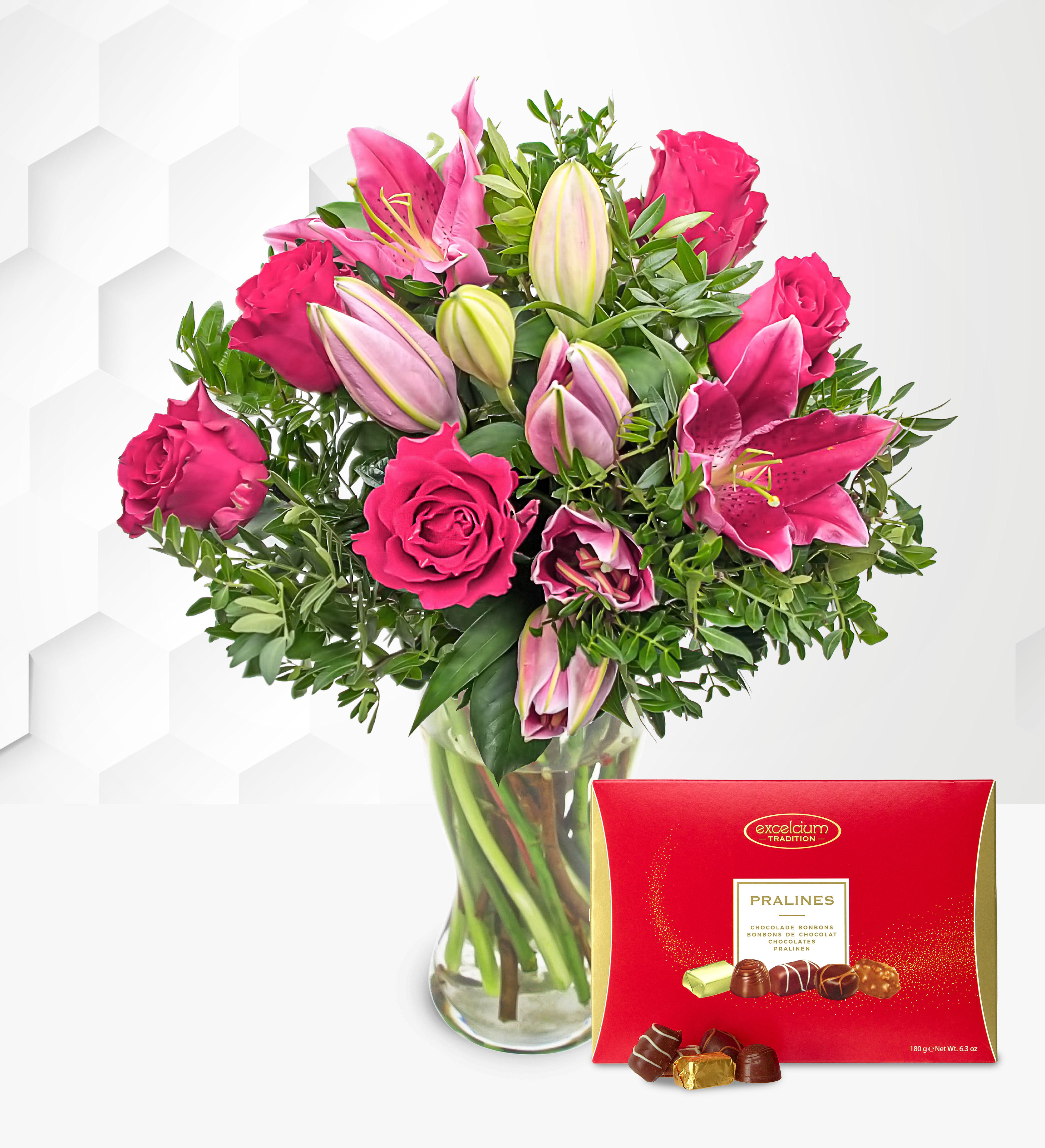 Transylvania Roses Rose & Lily With Chocolates | Flowers To Romania | Prestige Flowers